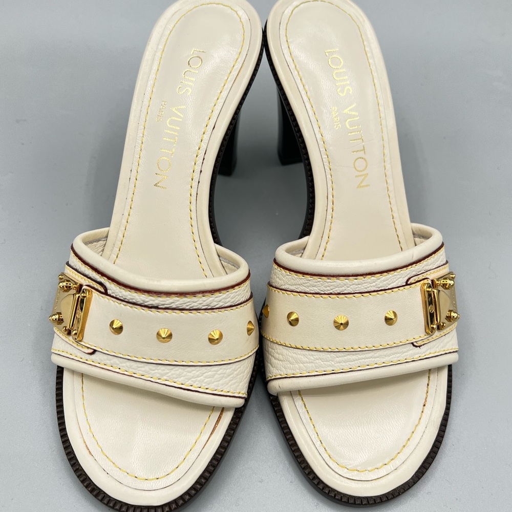 Authentic Louis Vuitton Sandals with Block Heel - Picture 5 of 5